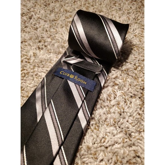 Club Room Other - CLUB ROOM Black and Grey Striped Neck Tie NEW